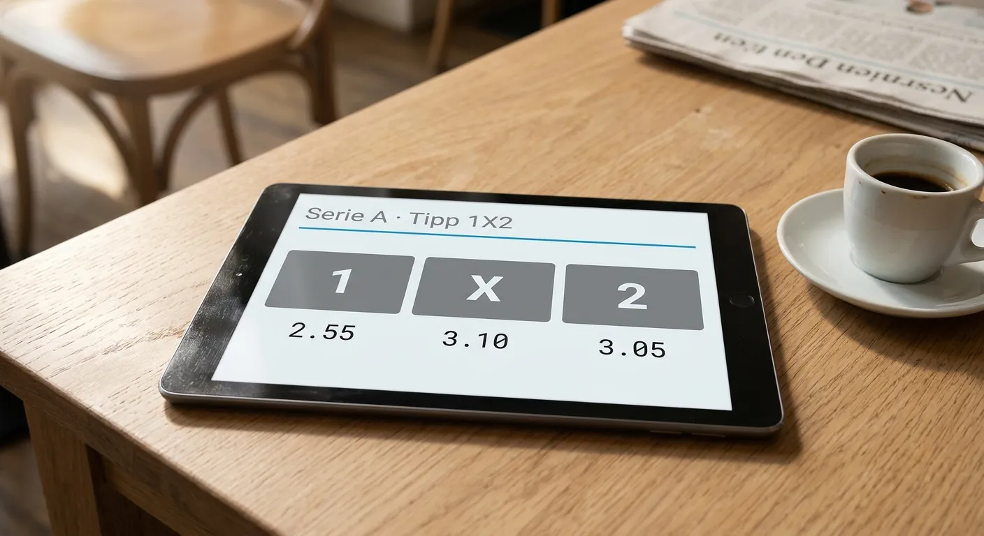 Anzeigetafel mit 1X2-Quoten für ein Serie-A-Spiel und sichtbarer Unentschieden-Option