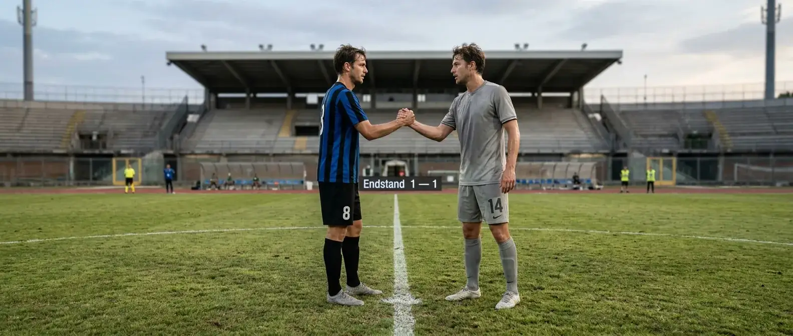 Atalanta-Spieler nach einem Unentschieden auf dem Platz — Sinnbild der Remis-Anomalie