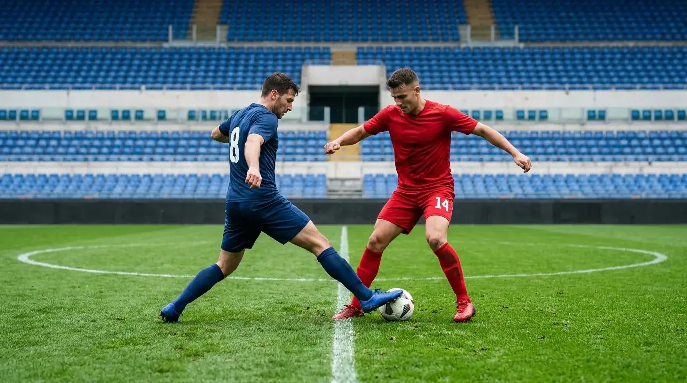 Defensive Zweikampf-Szene auf italienischem Rasen — Symbol für den BTTS-Markt in einer Defensiv-Liga