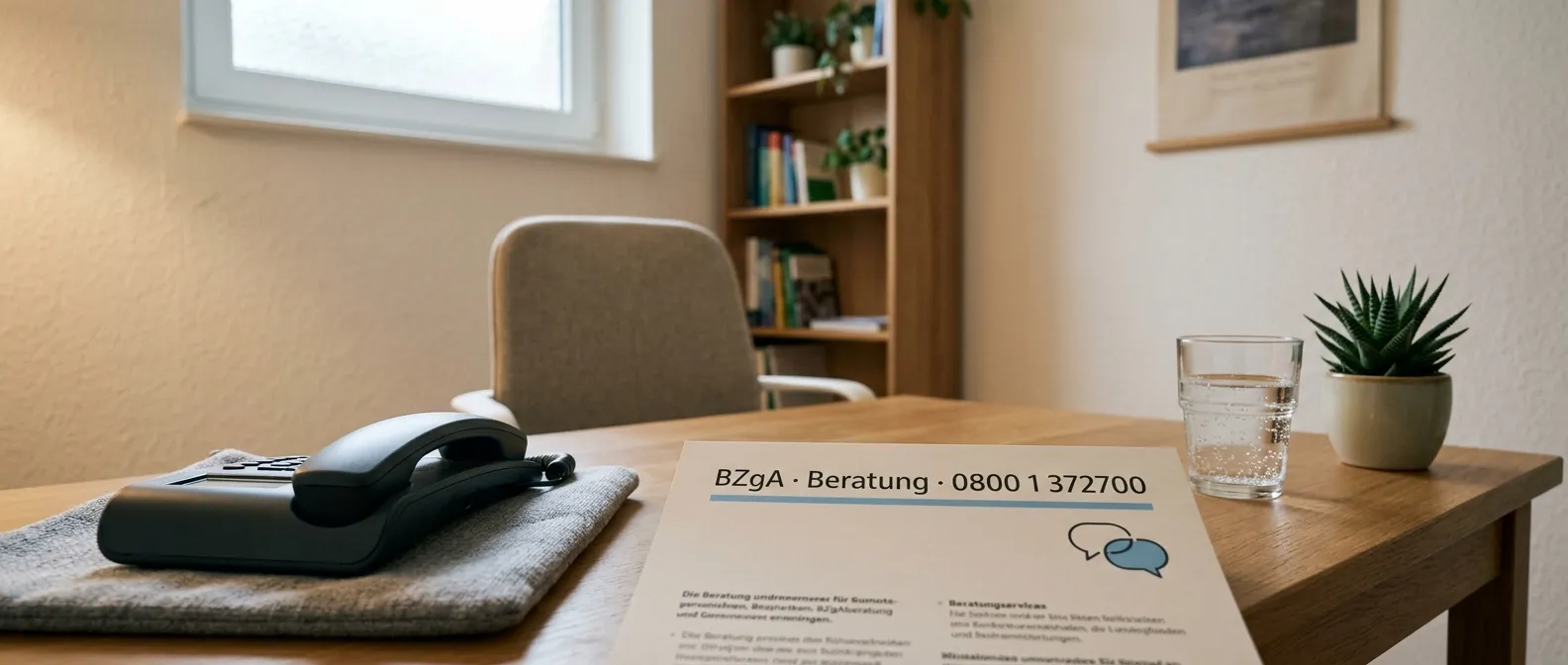 Telefon-Beratung in einer ruhigen Beratungsumgebung — Sinnbild der BZgA-Hotline