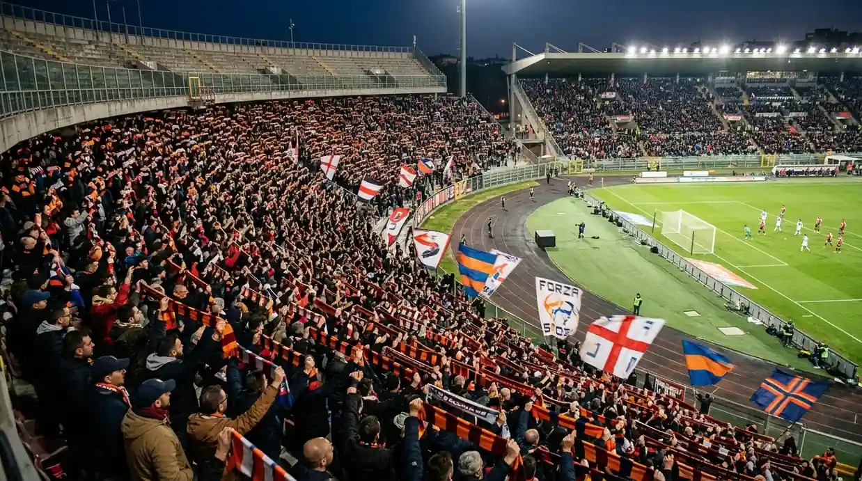 Volles italienisches Stadion mit Heimfans als Sinnbild für strukturellen Heimvorteil