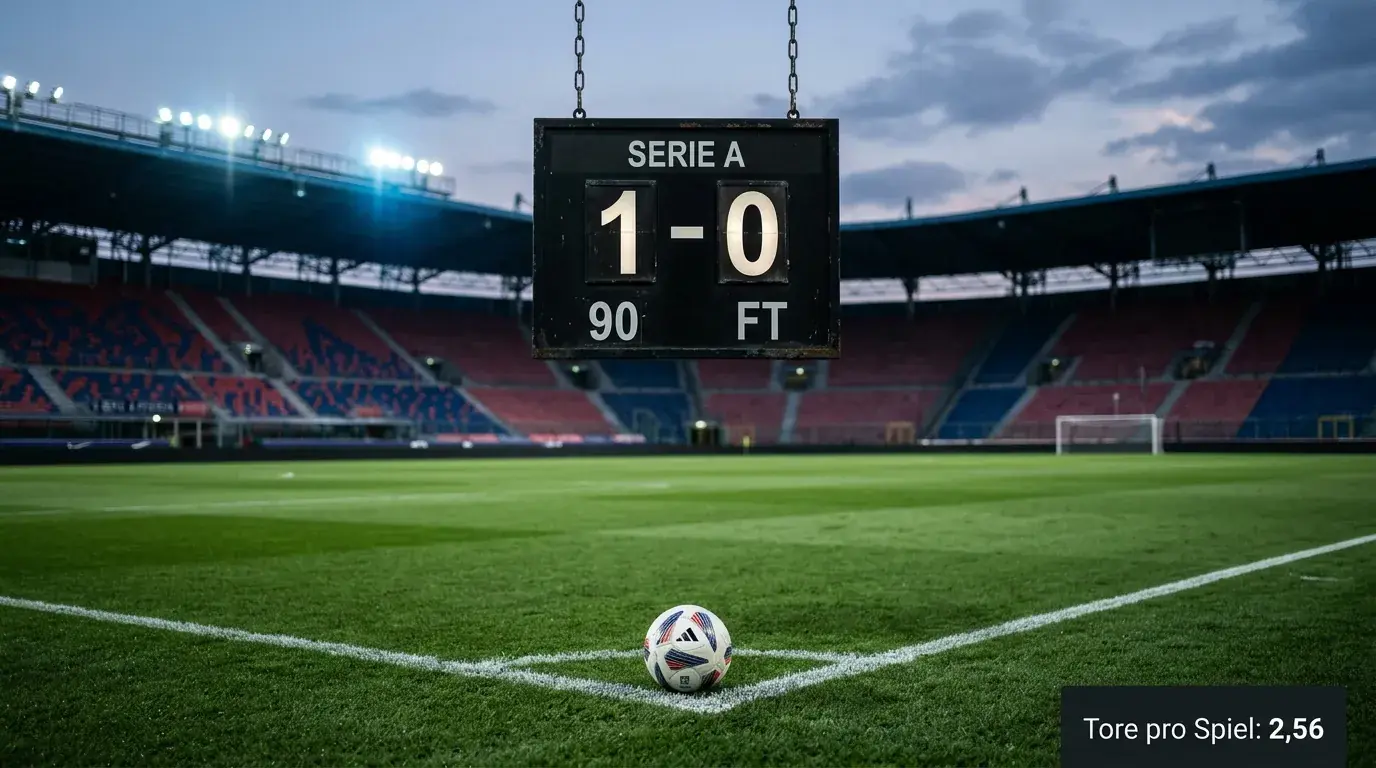 Anzeigetafel eines Serie-A-Spiels mit niedrigem Endstand als Beleg für die Unter-Tendenz